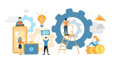 System building illustration. Ilustración de archivo