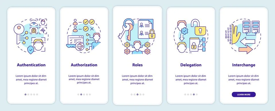 System capabilities onboarding mobile app screen 스톡 일러스트