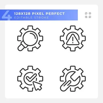 System changes pixel perfect gradient linear vector icons set 스톡 일러스트