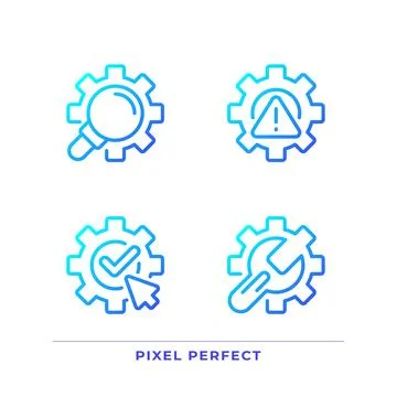System changes pixel perfect gradient linear vector icons set Stock Illustration