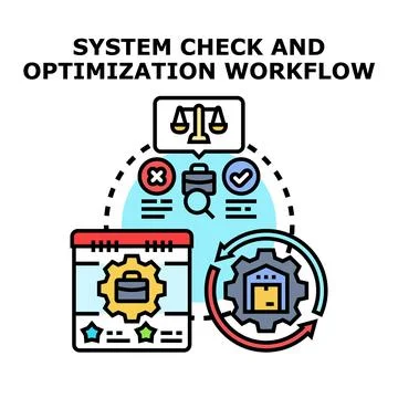 System check optimization workflow planning and analysis concept イラスト素材