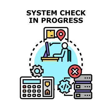 System checking process performing diagnostics and data management Stockillustratie