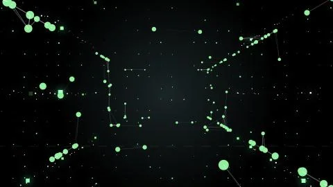 System of chemical elements in block chains on the black space abstract Foto stock