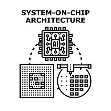 System on chip architecture concept designing microchip Ilustración de archivo