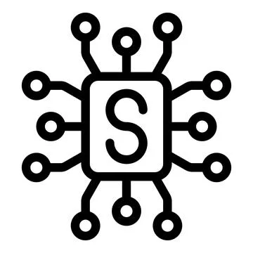 System on a chip soc processor is connecting with lines icon Stock Illustration