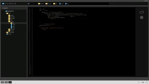 System command processing on dark computer display Stock Footage 105416874