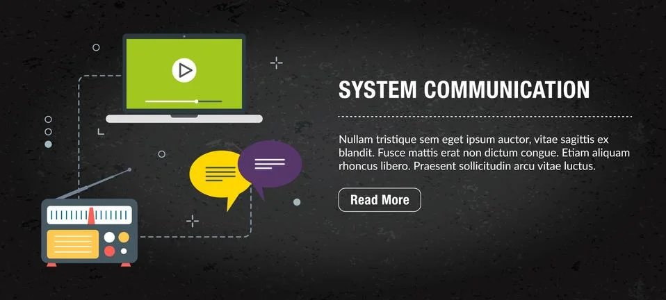 System communication concept banner for internet. Illustrazione stock