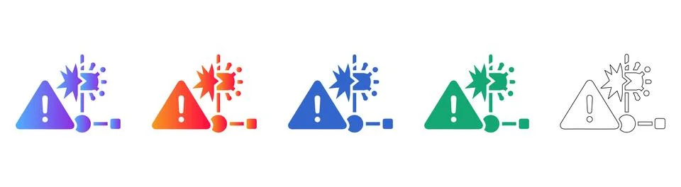 System Component Breakage Alert Icons Stock Illustration