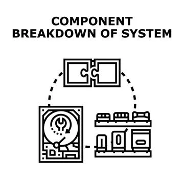 System component breakdown analysis and development process Ilustración de archivo