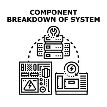 System component breakdown and troubleshooting diagram Stock Illustration