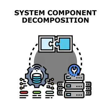 System component decomposition architecture development process Stock Illustration