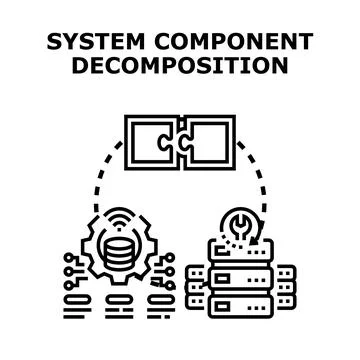 System component decomposition architecture development process Stock Illustration