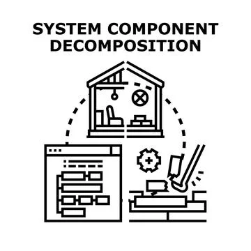 System component decomposition process breaking complexity イラスト素材