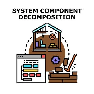 System component decomposition process breaking complexity イラスト素材