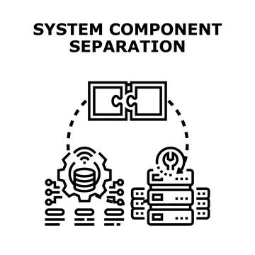 System component separation distributing modular database architecture Stock Illustration