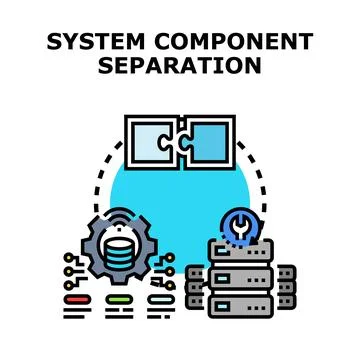 System component separation distributing modular database architecture Stock Illustration
