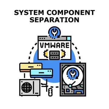 System component separation managing server virtualization architecture Stock Illustration