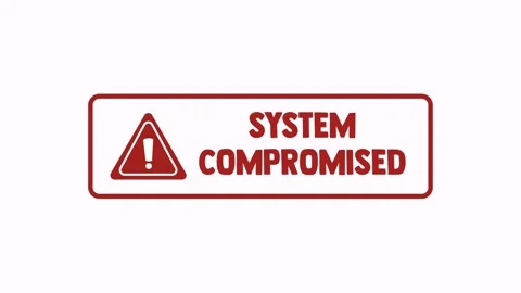 System compromised warning sign with flashing red alert Video stock 334137109