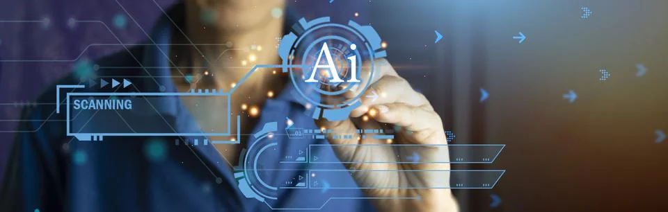 System concept controlled by artificial intelligence 스톡 사진