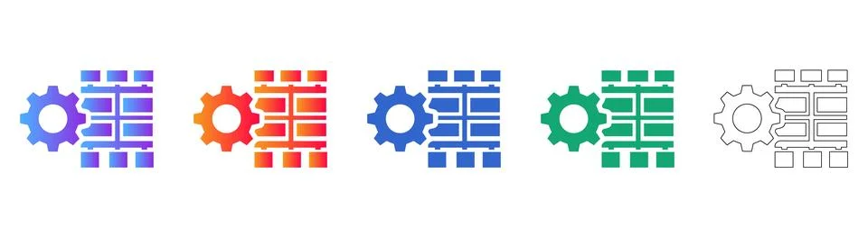 System Configuration and Data Map Icons Illustrazione stock