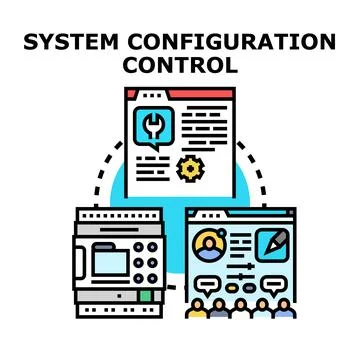 System configuration control managing network software and users 스톡 일러스트