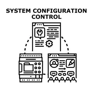 System configuration control managing network software and users Stock Illustration