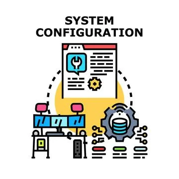 System configuring process for software and database management 库存插图