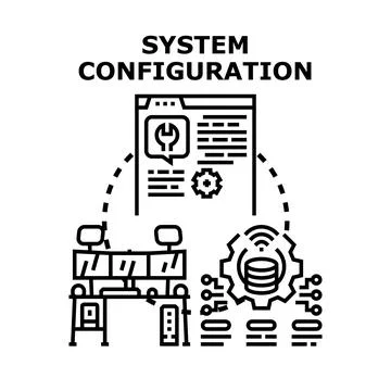 System configuring process for software and database management Stock Illustration