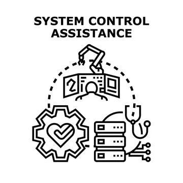 System control assistance concept illustrating process automation Stock Illustration
