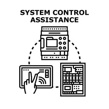 System control assistance providing operational management solutions Illustrazione stock