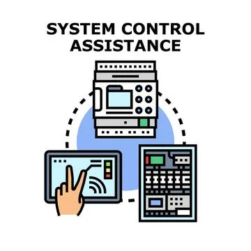 System control assistance providing operational management solutions Illustrazione stock