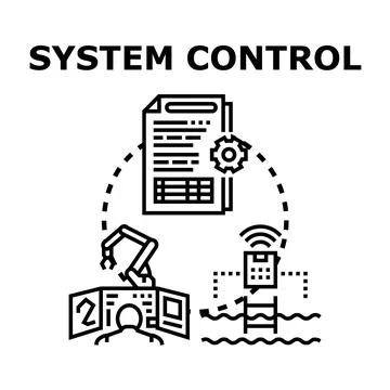 System control management illustrating automation process monitoring Stock Illustration