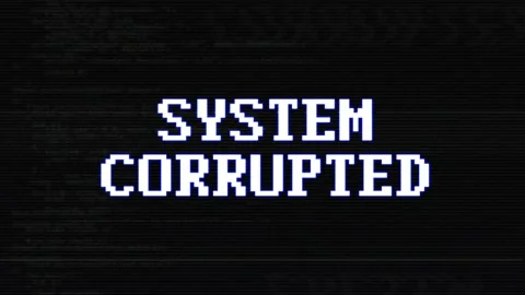 SYSTEM CORRUPTED Glitch Text Animation, Rendering, Background, with Alpha Matte Stock Footage 139734606
