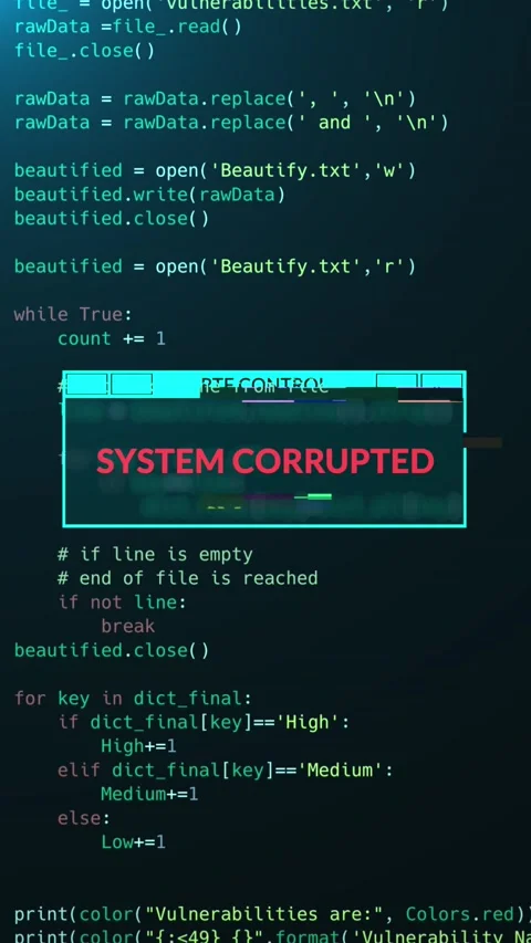 System Corrupted Notification Warning over Computer Programming background Stock Footage 200689724