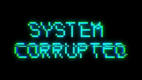 System Corrupted text with bad signal. Glitch effect Stock Footage
