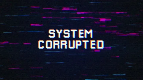 SYSTEM CORRUPTED text over  Glitches, VHS defects, artifacts and noise. Vídeos de archivo 209177781