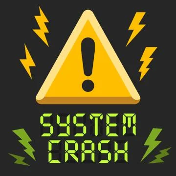 System crash alert message with attention sign Stock Illustration