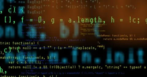 System crash, shaking program code glitch on black space. Jitter in arrays of Stock Photos