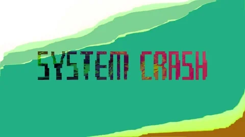 "system crash" written with a pixel font on a failing wallpaper, seamless loop Stock Footage 125663531