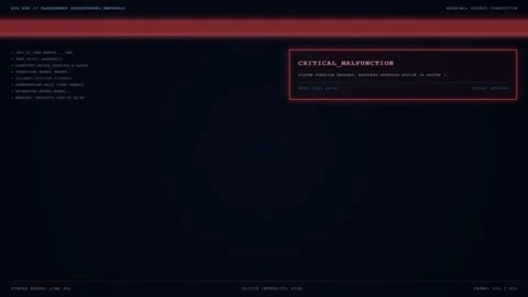System Critical Malfunction Error Interface Screen Stock Footage 347627455
