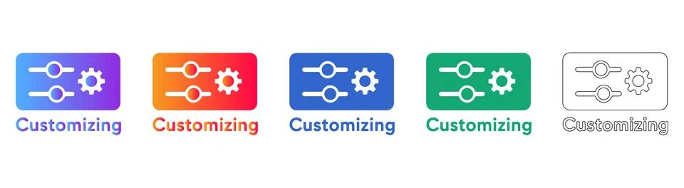 System Customization and Settings Icon Set Stock Illustration
