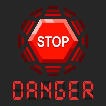 System in danger message with stop sign Stock Illustration