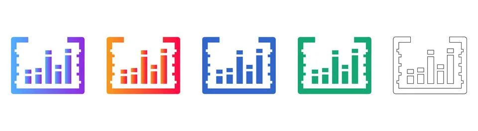 System Data Analytics Focus Icons Stock Illustration
