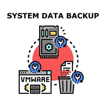 System data backup and data recovery concept Illustrazione stock