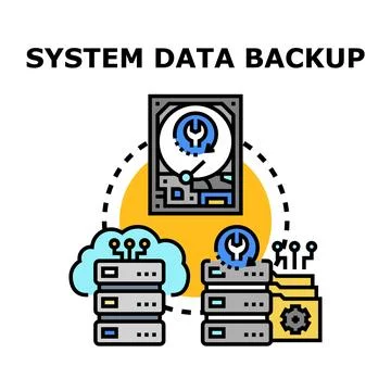 System data backup copying information to cloud storage Illustrazione stock