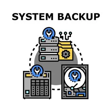 System data backup restoring information technology infrastructure Stock Illustration