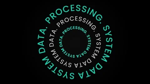 System data circular digital typography animation isolated on black background Stock Footage 343710970