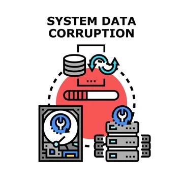System data corruption and recovery process concept Stock Illustration