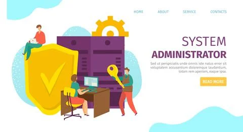 System data hosting at flat network, vector illustration. Internet people Stock Illustration