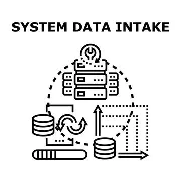 System data intake and processing vector icon 库存插图